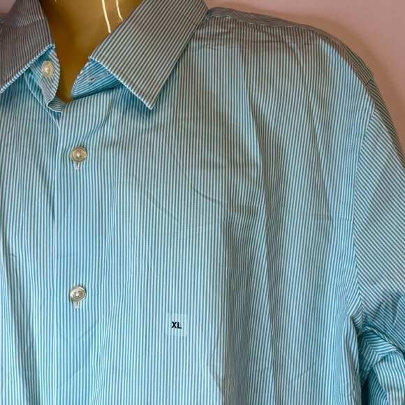 Express Men's Extra Slim Fit Turquoise Striped Dress Shirt - Size XL - NWT - Picture 2 of 4
